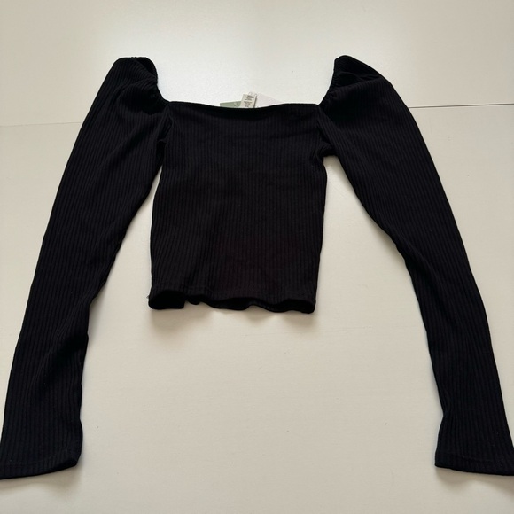 H&M NWT knitted puff sleeve long sleeve ribbed top size XS - Picture 4 of 4